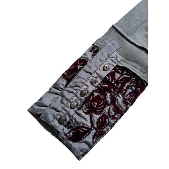 Soft Surroundings Long Jacket Womens Medium Gray Purple Grandeur Embroidery Boho - Picture 10 of 15